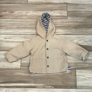 Dave & Bella Kids Hooded Jacket in Beige with Striped Lining